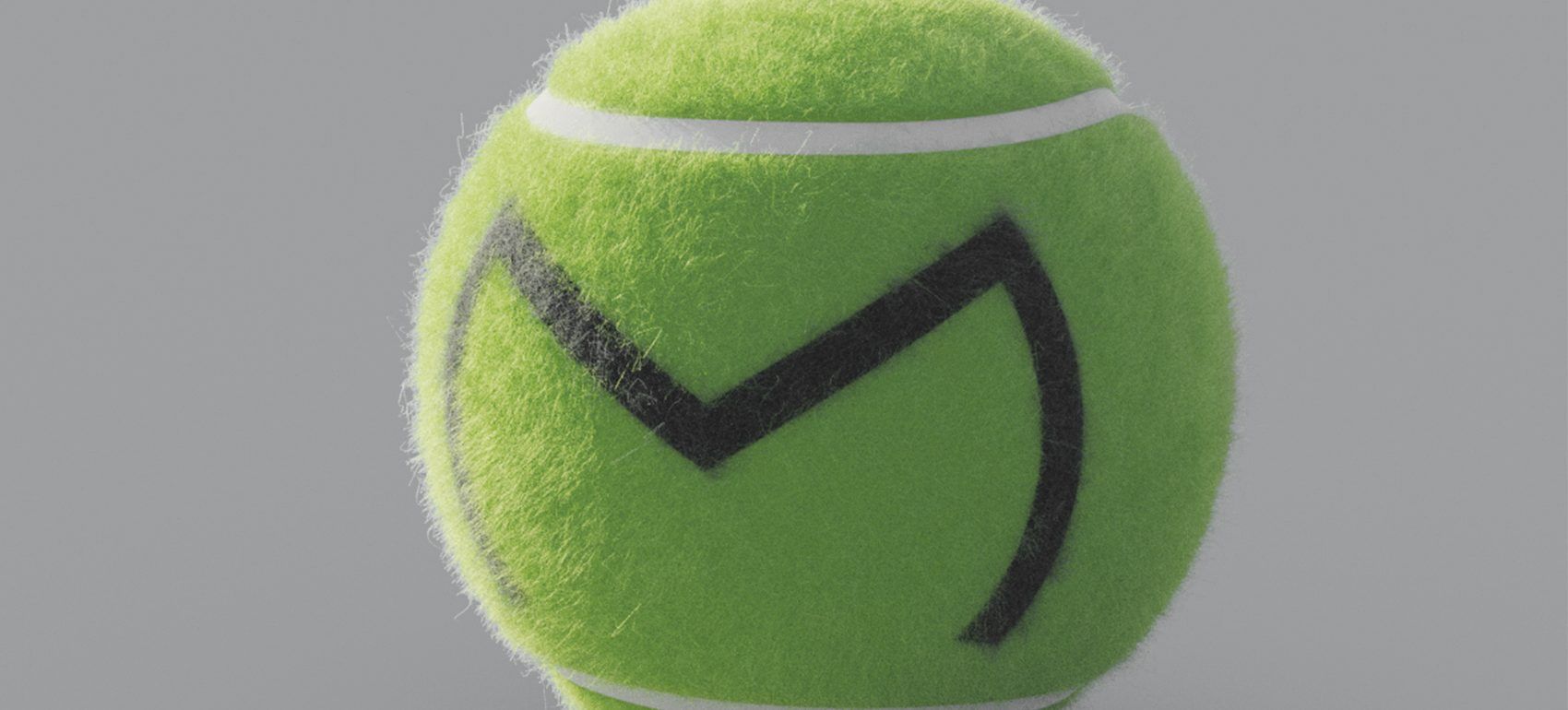 Render 3D pelota de tenis con serigrafia en negro del club de pádel meruelo.