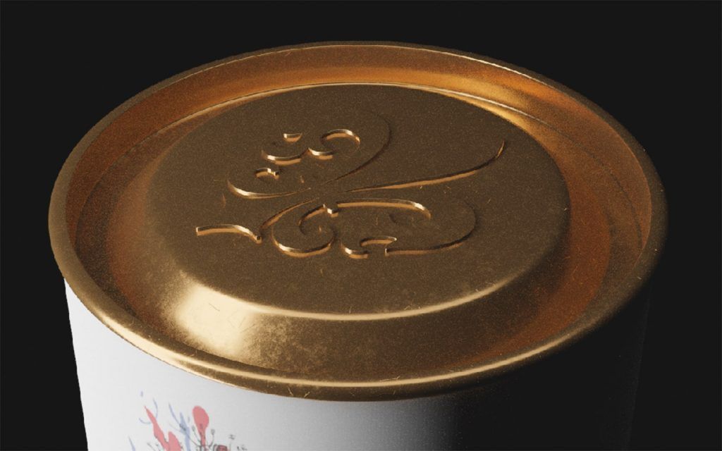 Estampación metal en tapa de packaging premium Vermouth Royal