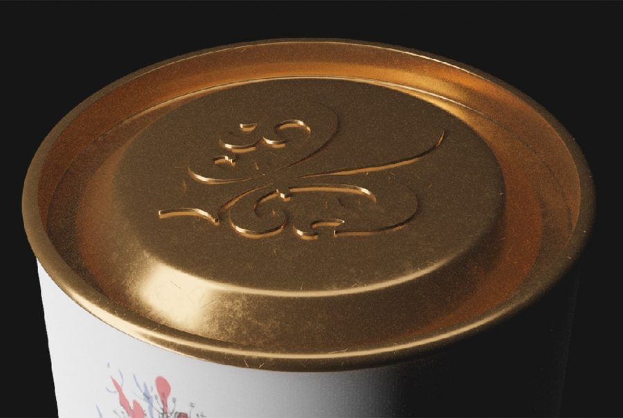 Estampación metal en tapa de packaging premium Vermouth Royal