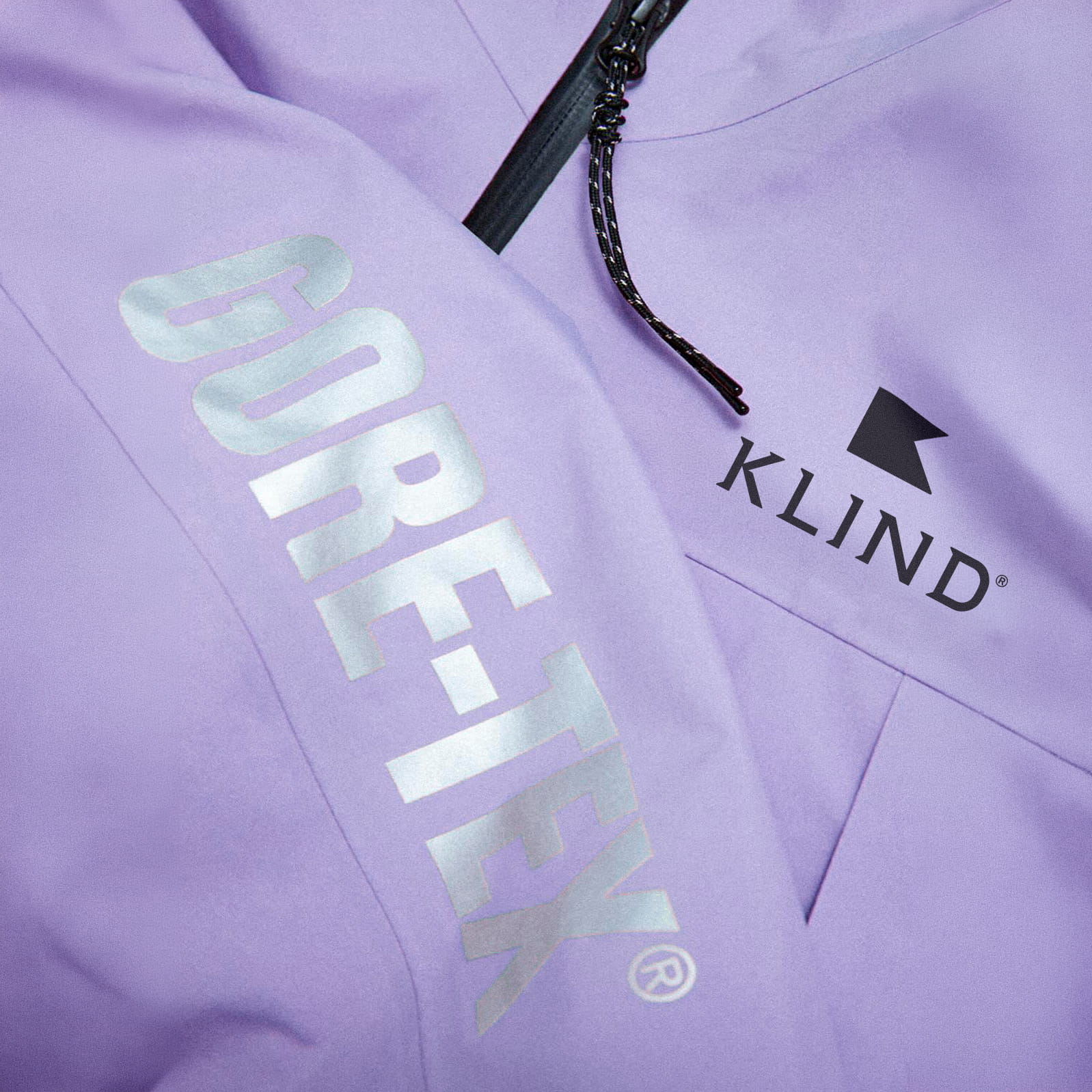Foto detalle de cortavientos marca Klind con tecnología Gore-tex